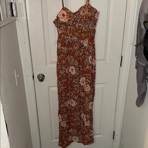 Lily Rose Floral Rust Maxi Dress